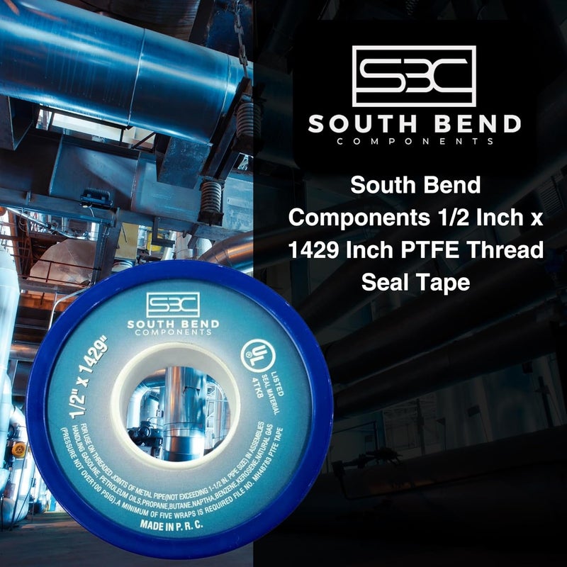 Sb Components 1/2 Inch x 1429 Inch 70885 PTFE Thread Seal Tape – Teflon Tape for Plumbing, Gas, Water, and Air Systems | Leak-Proof, Durable Thread Tape for Metal and Plastic Pipes (1-Pack) - Image 2
